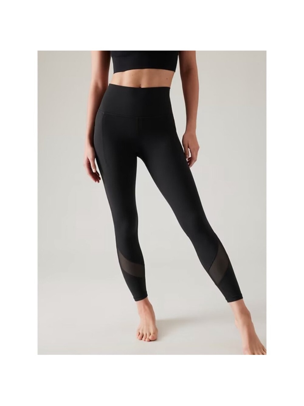 Athleta Mesh Salutation Stash 7/8 Tight Black Size Medium